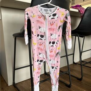 Little Sleepies Pink Farmyard Fun Footie